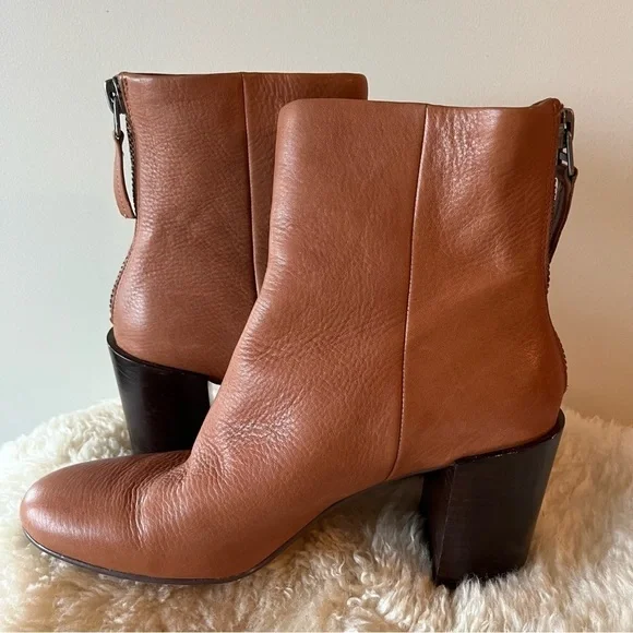 Dolce Vita Cyan Cognac Leather Ankle Booties - Picture 16 of 16